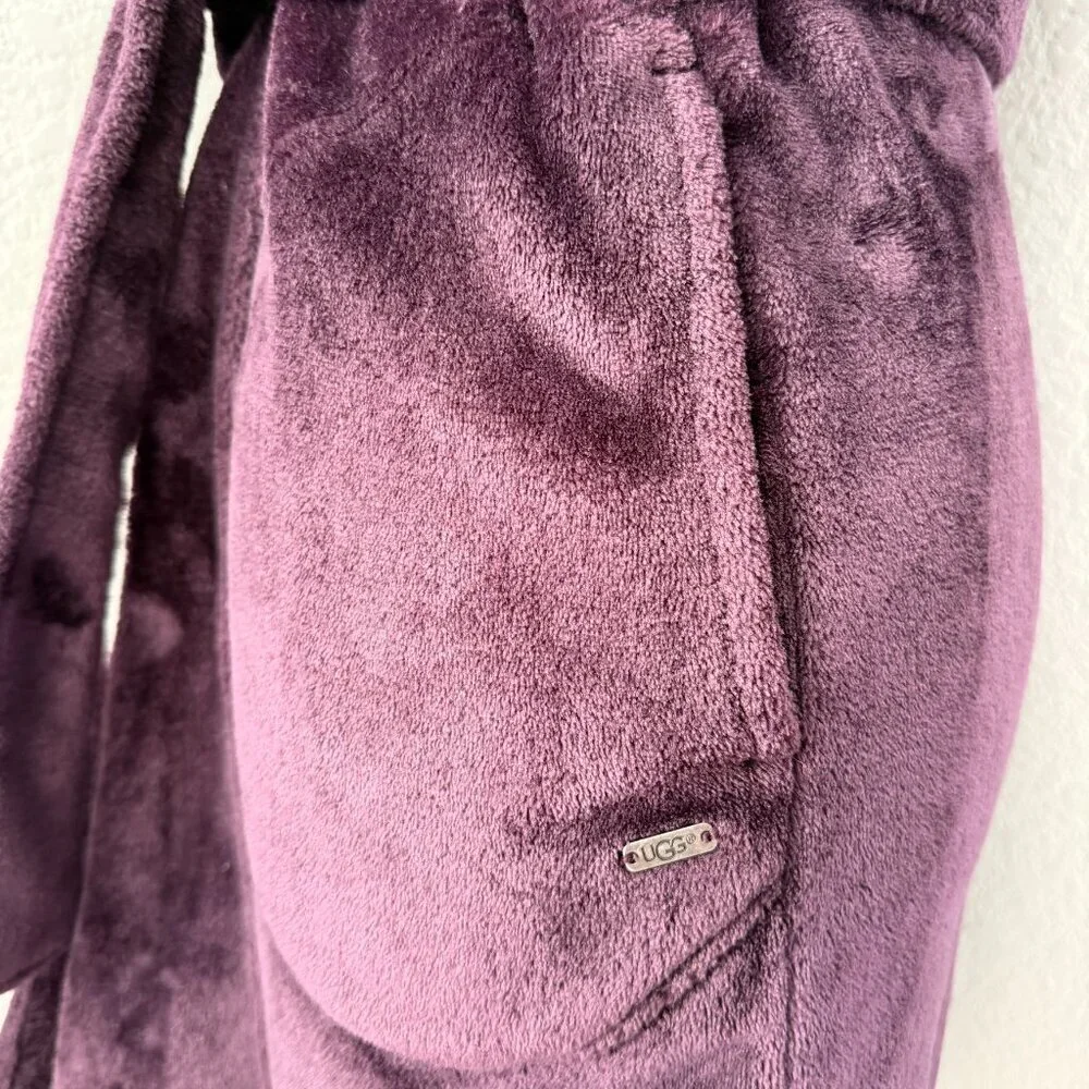 UGG Miranda Plush Belted Short Hooded Robe Port Purple XS